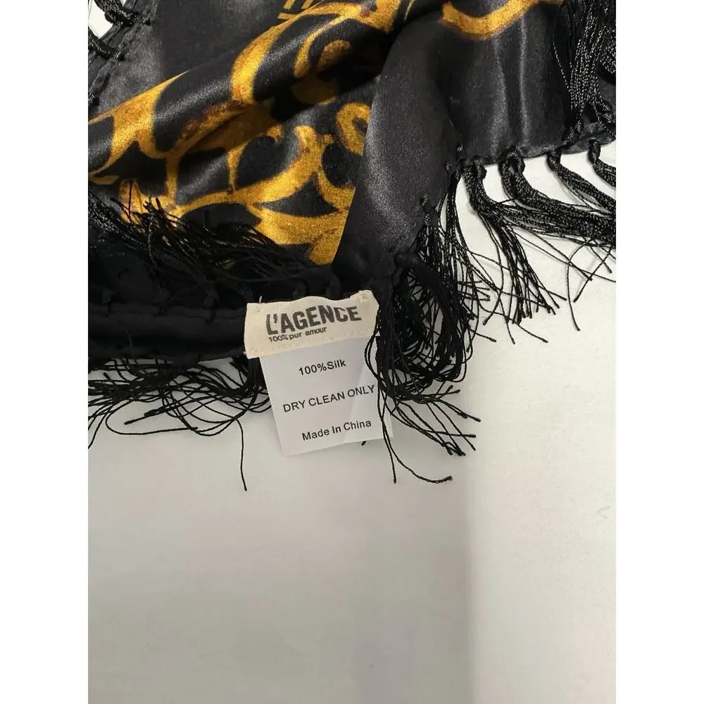 L’Agence Black Silk Jewel Printed Scarf 40”